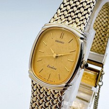 Montre Seiko Exceline pour femme maille dorée carrée analogique quartz ligne ...