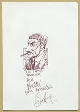 Patrick Lesueur - Dessin original dédicacé sur une page de livre d'or - 1984
