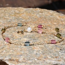 bracelet tourmaline perle gold