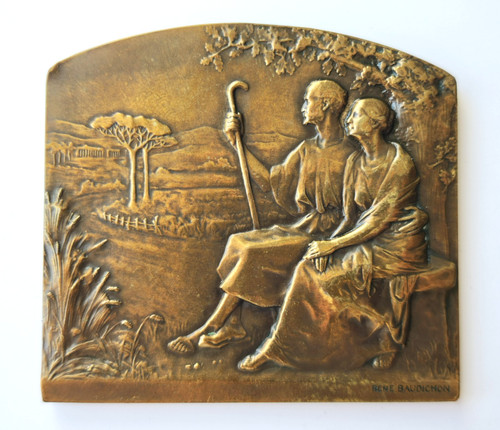 Plaque medaille bronze art - medaille,