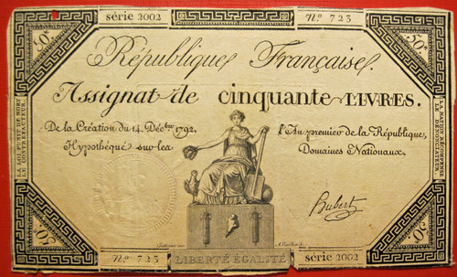 France assignat 50 - 50, livres