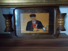 ANCIEN PLATEAU dessus verre à