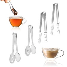 Lot de 4 Presse-Sachets de Thé en Acier Inoxydable - Passoire à Long Manche -...