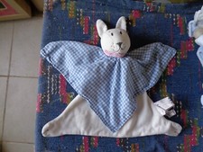 XP / DOUDOU PLAT IKEA  FABLER KANIN LAPIN CHIEN BLANC BLEU VICHY TTBE