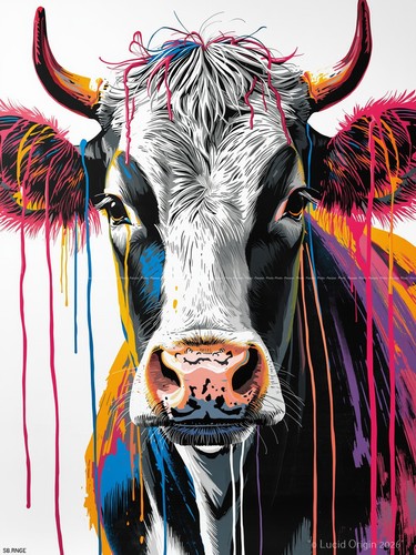 Photo vache abstraite pop - a4,