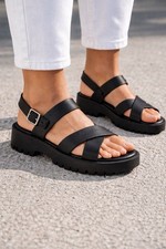 Sandales femme noires semelle