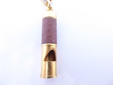 Porte-Clés / Key Ring -   SIFFLET / WHISTLE - LAITON ET CUIR - BRASS AND LEATHER