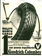 Publicité ancienne automobile pneu Goodrich-Colombes 1936 issue de magazine 
