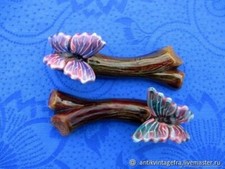 Ensemble porte couteau ancien Papillon Faience