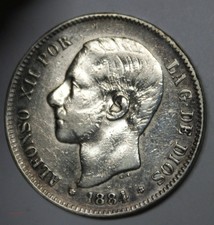 (FR1) ESPAGNE - 5 PESETAS 1884