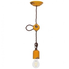 Ferroluce Suspension Lampe Vintage Jaune 1 X E27 Fait Main En Céramique