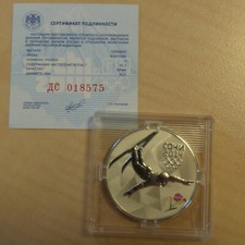 Russia 3 Rubles 2014 Olympic Sochi Free Style PROOF colored silver 92.5% 1oz+CoA