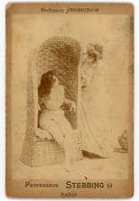 PHOTO CABINET Professeur STEBBING à Paris, 2 femmes maillot ancien robe plage