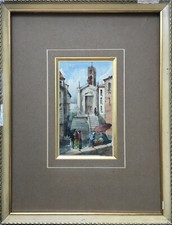 Tableau aquarelle Pierre Comba (1859-1934) Paysage de Sardaigne Italie Nice