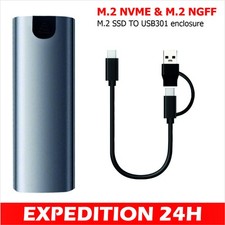 Boîtier M.2 NVME SSD vers USB 3.1, boîtier M2 NVMe double protocole 10Gbps