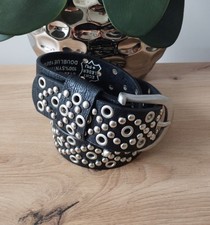 ceinture noire Boucle Acier Oeillets  Ajustable Hard Rock Punk Moto Trous Clous 