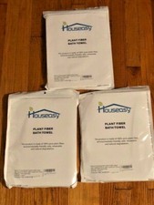 NIP 3 VINTAGE HOUSEASY PLANT FIBER WHITE BATH TOWELS ENVIRONMENTALLY FRIENDLY