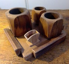 NECESSAIRE DE FUMEUR EN BOIS SUR SON PLATEAU D'EPOQUE ART DECO