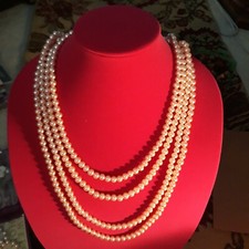4 Strands Pink Pearl Necklace