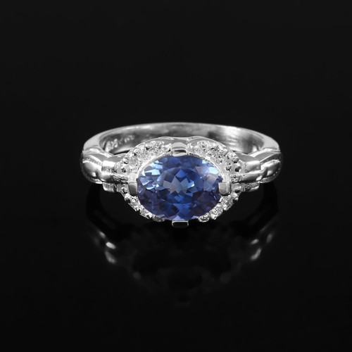 Bague saphir bleu aaa - bleu,
