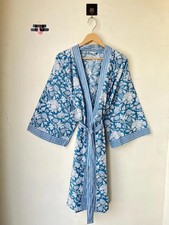 Robe kimono florale bleue - kimono,