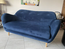 Canapé fixe 2 places Habitat Velours Bleu Parfait état