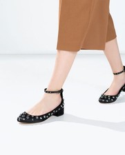 ZARA STUDDED BALLERINA FLATS SIZE EUR 37 US 6.5 NWT!!