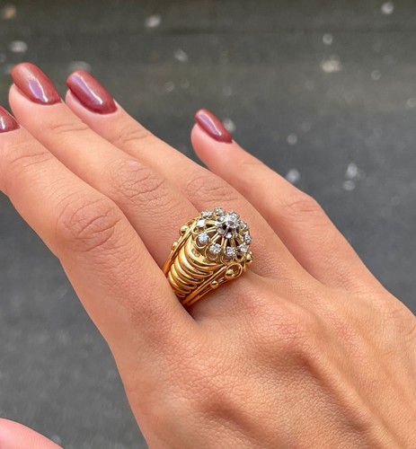 Bague dôme jaune - dôme, en