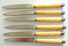 6 COUTEAUX  LAMES  en ARGENT