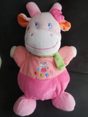 Doudou peluche vache rose - vache,