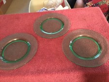 (3) Round Plan Green Glass