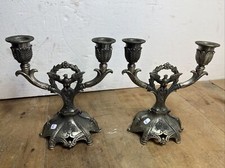 ￼ Chandelier Allemand, paire de bougeoir ancien en regule Tête D’aigle N.6