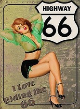 Route 66 (J'adore Faire Du Vélo...) Petite Plaque En Acier 200Mm X 150Mm