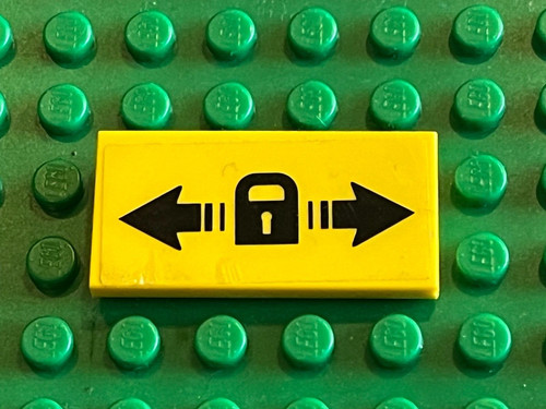 Lego yellow tile with sticker - yellow,