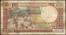 Madagascar - billet de 100 francs 1964 ! P#57