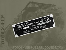 plaque LABEL plaquette rm29 a2  . jeep us ww2
