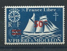 St Pierre et Miquelon N°315a** (MNH)1945 - Série de Londres 50c, avec le c cassé