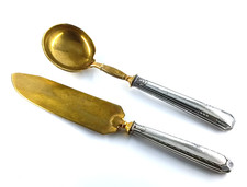 Ancien Couverts service à gâteaux pelle louche manche argent antique silver