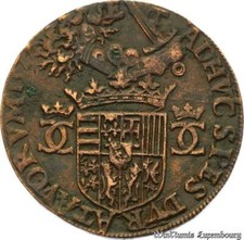 B3541 Rare Jeton Duché Lorraine Charles III Grand duc 1572 TRois alérions TTB++