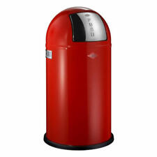 Wesco Pushboy Push Waste Bin Sheet Steel Waste Collector Red 50 Litres