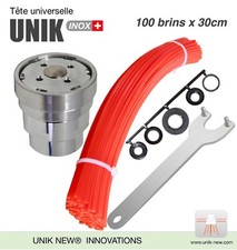 Tête UNIK® 5 Fonctions universelle débroussailleuse. 100 brins Fil carré Pro 3mm