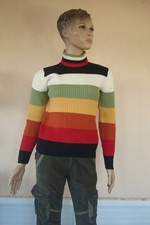 PULL A RAYURES ORANGE / JAUNE/ VERT /BLANC NEUF TM 38/40