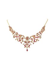 Collier rubis et perles en or 18k et 14k, Collier indien en or, rubis naturals,