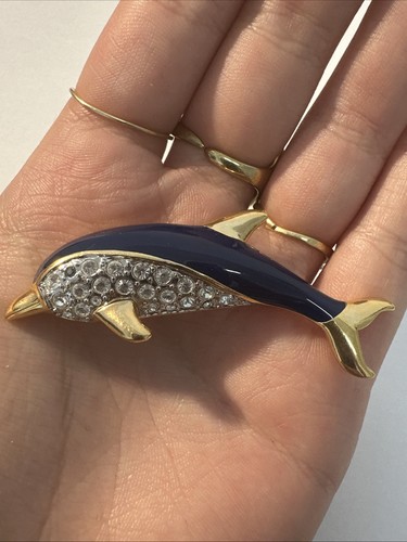 Broche dauphin bleu doré - dauphin,