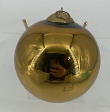 Ancienne Boule de Noel Eglomisé Mercurisé Jaune 100mm vers 1900