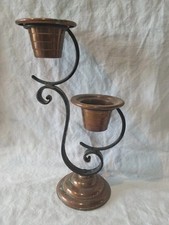 Ancien Porte plantes en cuivre et fer forgé noir hauteur 27 cm 1960/1970 Vintage