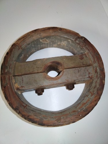 Ancienne poulie roue bois - poulie,