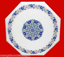 36 " Marbre Dîner Table Top Pietra Dura Art Lapis Floral Handmade Maison Meuble
