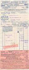 FACTURE  1936 INSTRUMENTS OENOLOGIQUES DUJARDIN SALLERON A PARIS - M. EMARD A