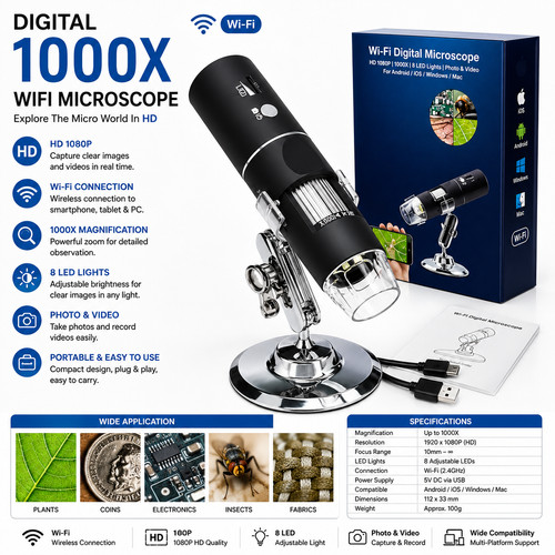 Digital 1000x wifi microscope - digital,